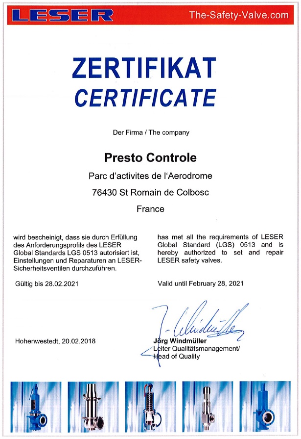 Certificat LESER